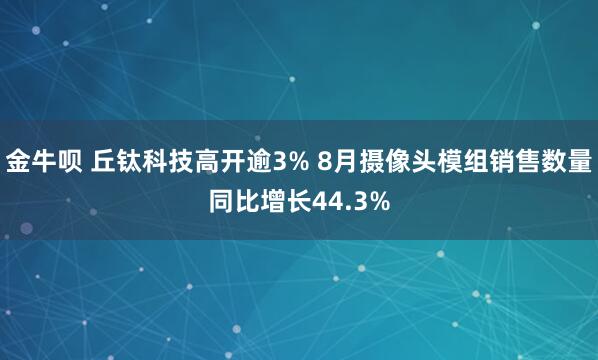 金牛呗 丘钛科技高开逾3% 8月摄像头模组销售数量同比增长44.3%
